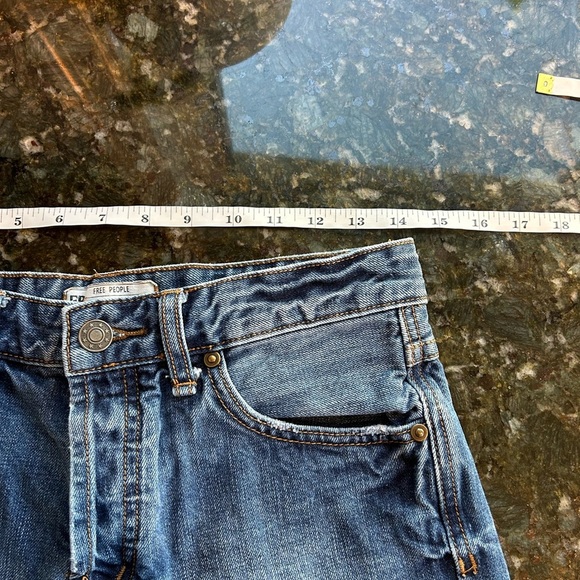 Free People short cut off Jean shorts. 2” inseam. Stretch. Medium wash. Raw hem - Picture 6 of 8